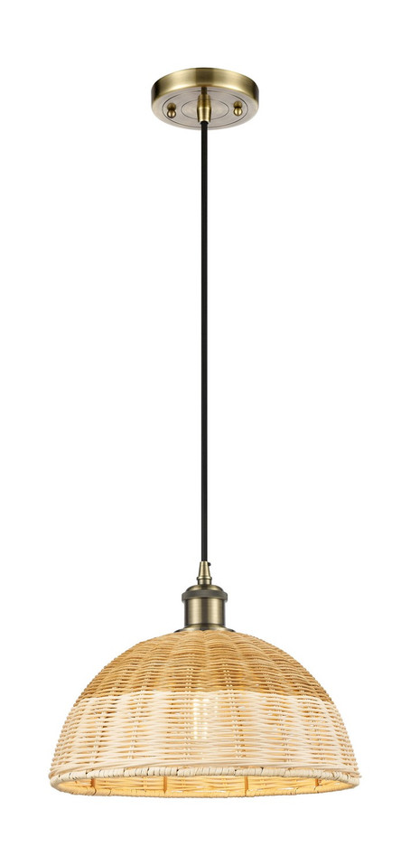 Innovations - 516-1P-AB-NBD2-12-NAT - One Light Mini Pendant - Ballston - Antique Brass