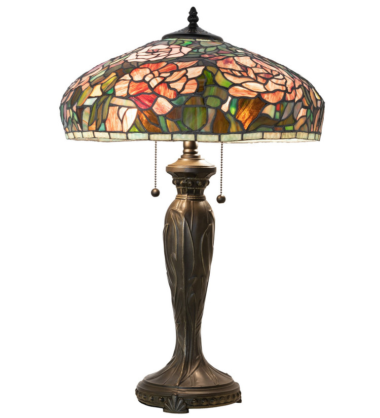 Meyda Tiffany - 265061 - Two Light Table Lamp - Tiffany Peony - Bronze