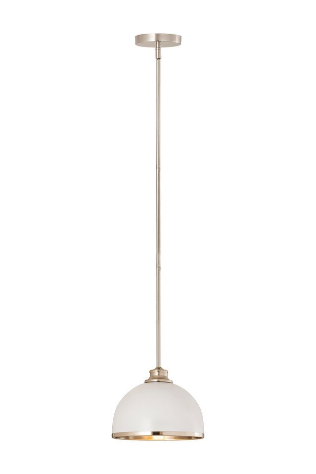 Z-Lite - 1004P10-MW-BN - One Light Pendant - Landry - Matte White + Brushed Nickel