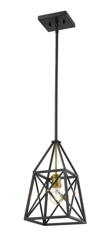 Z-Lite - 447MP-MB-OBR - One Light Pendant - Trestle - Matte Black + Olde Brass