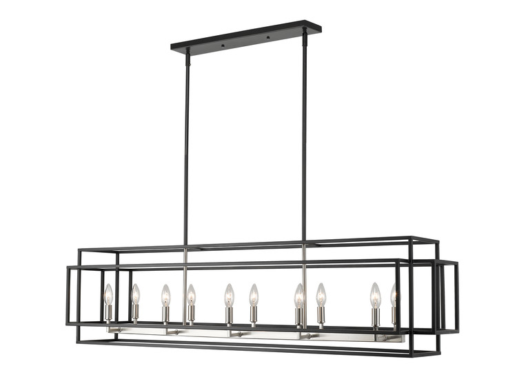 Z-Lite - 454-54L-BK-BN - Ten Light Linear Chandelier - Titania - Black + Brushed Nickel