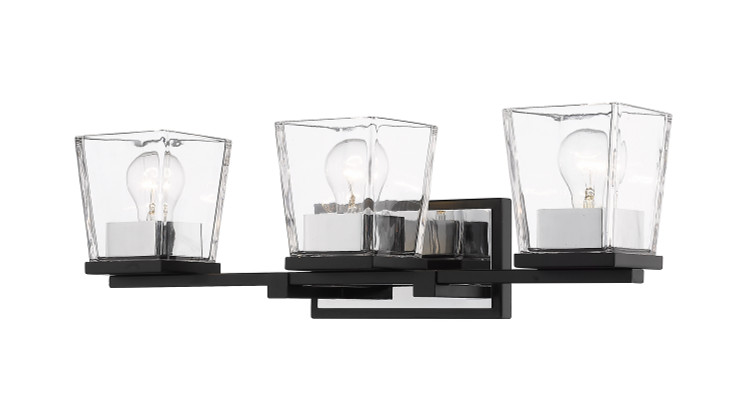 Z-Lite - 475-3V-MB-CH - Three Light Vanity - Bleeker Street - Matte Black + Chrome