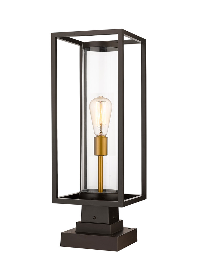 Z-Lite - 584PHMS-SQPM-DBZ - One Light Outdoor Pier Mounted Fixture - Dunbroch - Deep Bronze + Outdoor Brass