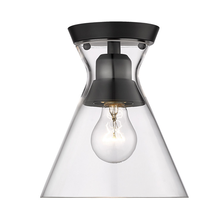 Golden - 0511-FM BLK-CLR - One Light Flush Mount - Malta - Matte Black