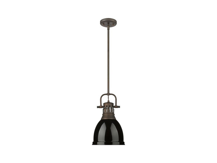 Golden - 3604-S RBZ-BK - One Light Pendant - Duncan - Rubbed Bronze