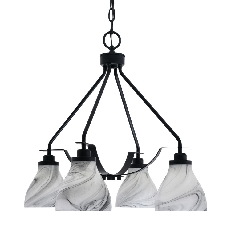 Toltec Lighting - 2604-MB-4769 - Four Light Chandelier - Odyssey - Matte Black