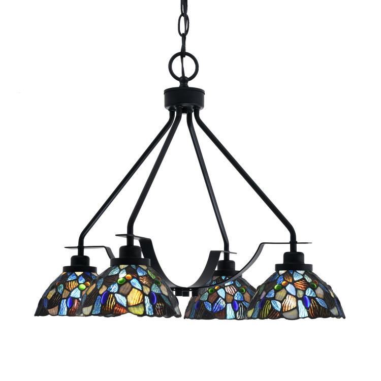 Toltec Lighting - 2604-MB-9955 - Four Light Chandelier - Odyssey - Matte Black