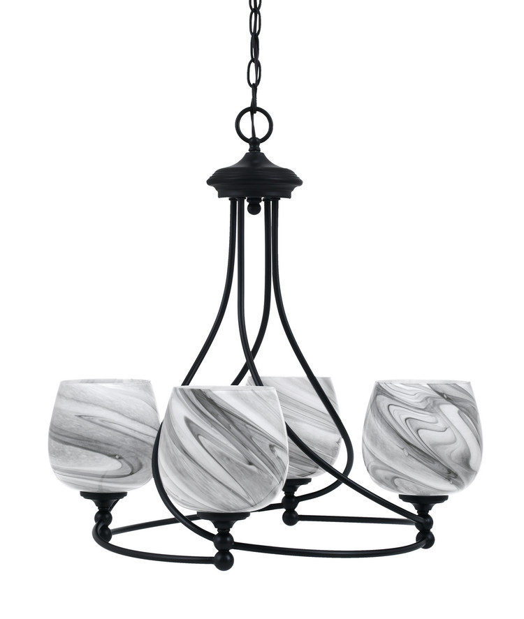 Toltec Lighting - 904-MB-4819 - Four Light Chandelier - Capri - Matte Black