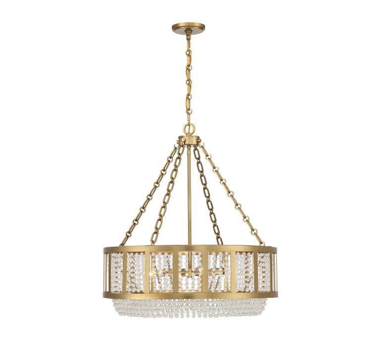 Lighting One E - V6-L7-3202-6-322 - Six Light Pendant - Mancini - Warm Brass