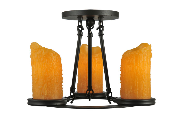 Meyda Tiffany - 110508 - Three Light Semi-Flushmount - Carpathian - Wrought Iron