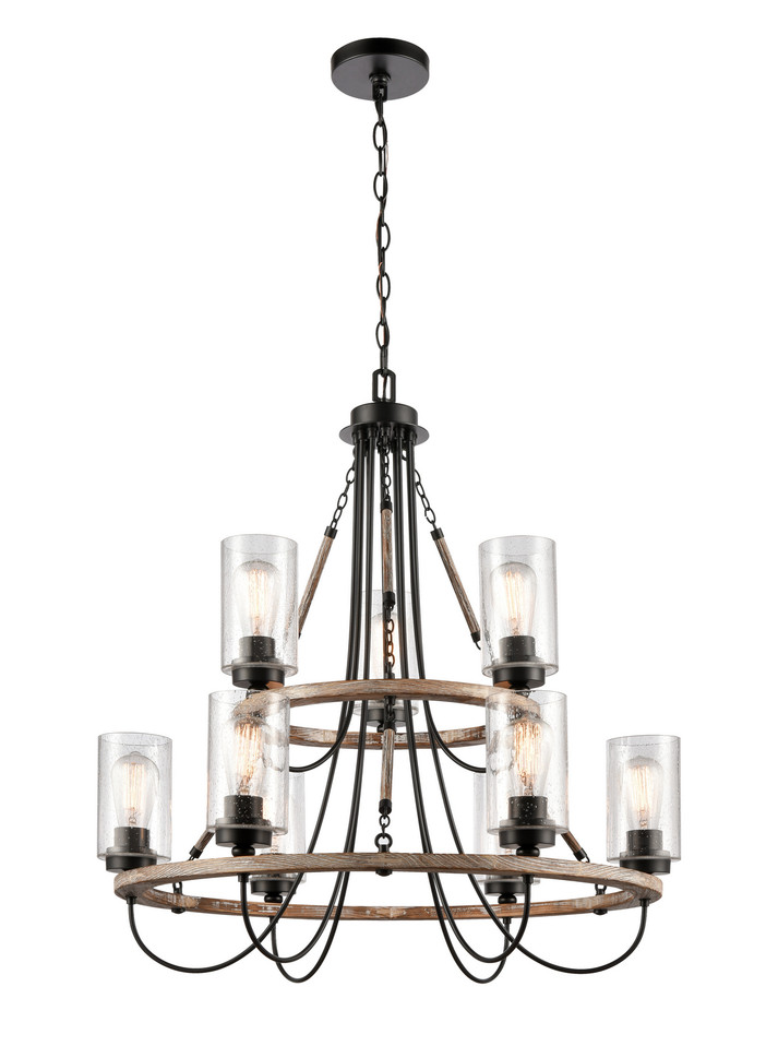 Innovations - 442-9CR-BK-SDY-LED - Nine Light Chandelier - Paladin - Matte Black