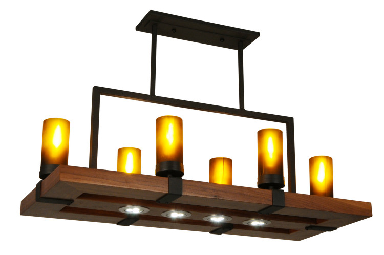 Meyda Tiffany - 133419 - Ten Light Oblong Pendant - Grand Terrace - Wrought Iron