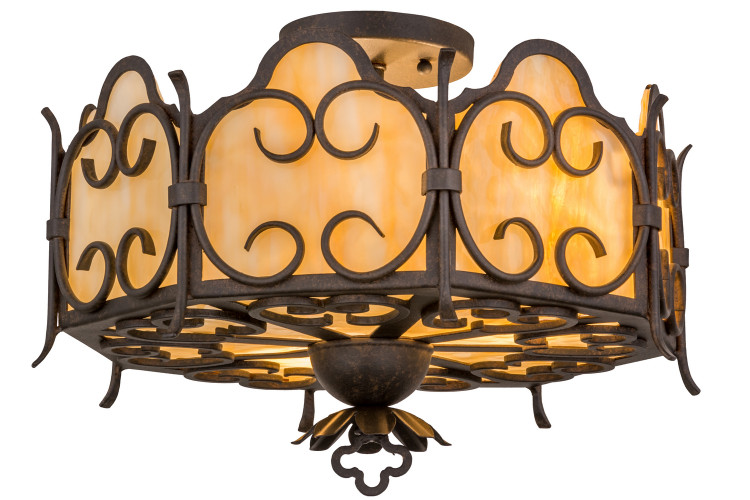 Meyda Tiffany - 162099 - Three Light Flushmount - Radha - Chestnut