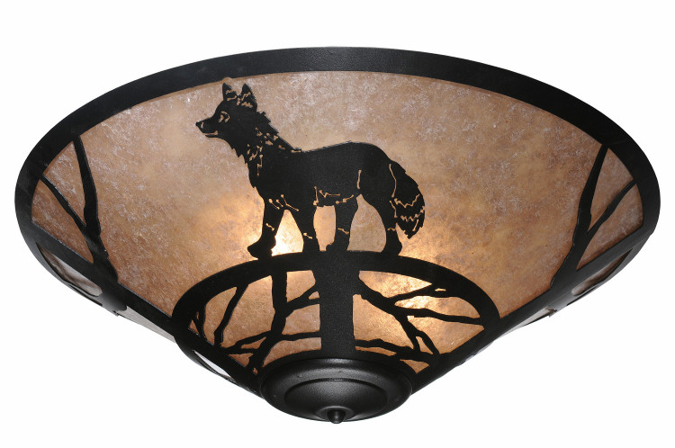 Meyda Tiffany - 243189 - Three Light Flush Mount - Fox on the Loose - Textured Black