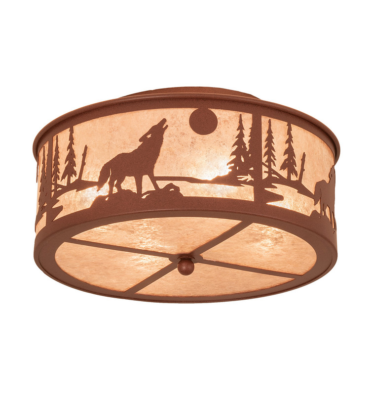Meyda Tiffany - 243533 - Four Light Flushmount - Wolf On The Loose - Rust