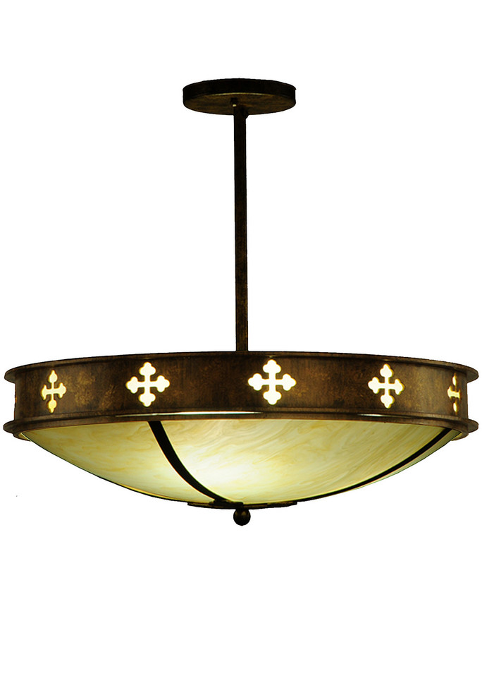 Meyda Tiffany - 245549 - Three Light Semi-Flushmount - Byzantine - Brushed Gold