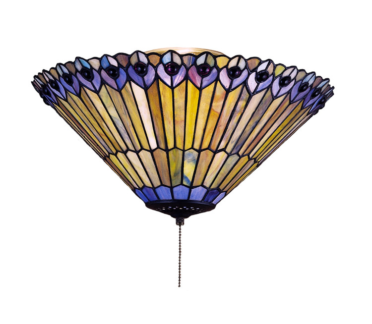 Meyda Tiffany - 27438 - Flushmount - Tiffany Jeweled Peacock - Vintage CopperVerdigris