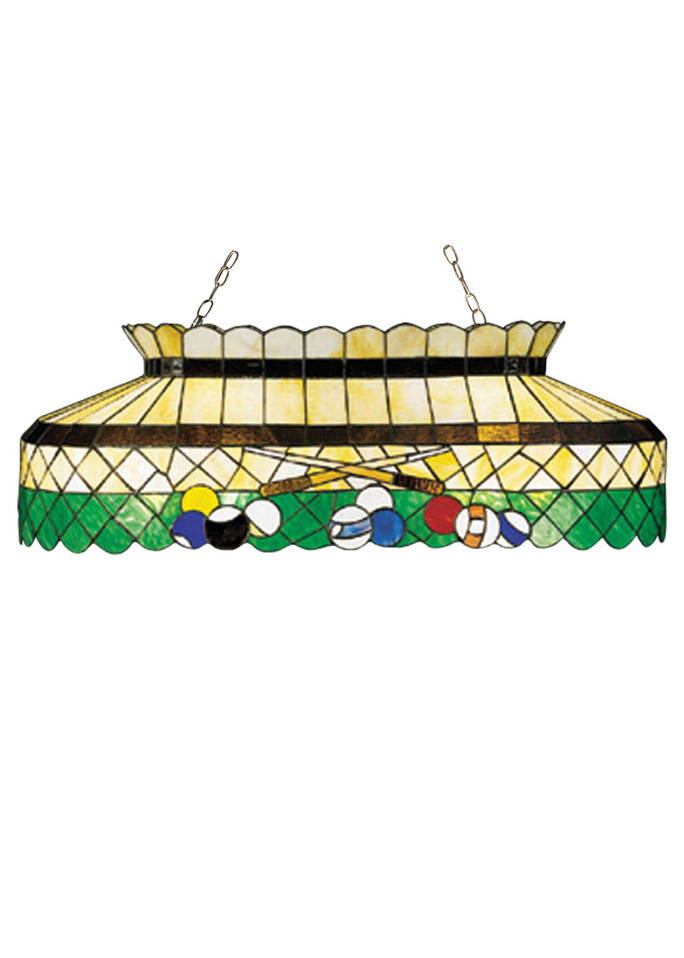 Meyda Tiffany - 28499 - Six Light Oblong Pendant - Green Billiard - Antique Copper