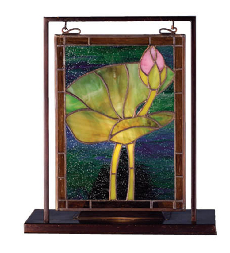 Meyda Tiffany - 68353 - Mini Tabletop Window - Tiffany Pond Lily - RustWrought Iron