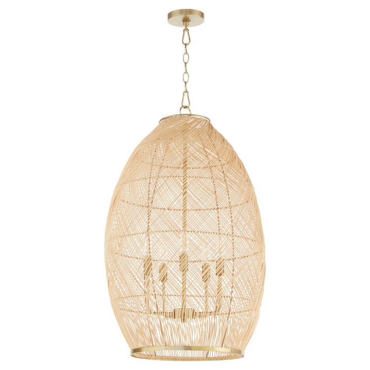 Quorum - 6900-5-80 - Five Light Pendant - Rattan - Aged Brass