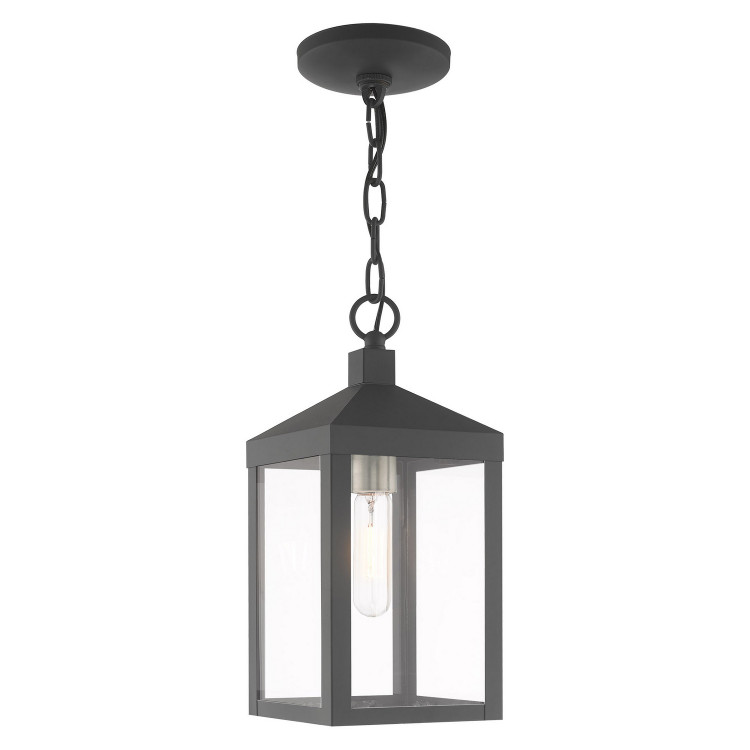 Livex Lighting - 20591-76 - One Light Outdoor Pendant - Nyack - Scandinavian Gray w/ Brushed Nickels