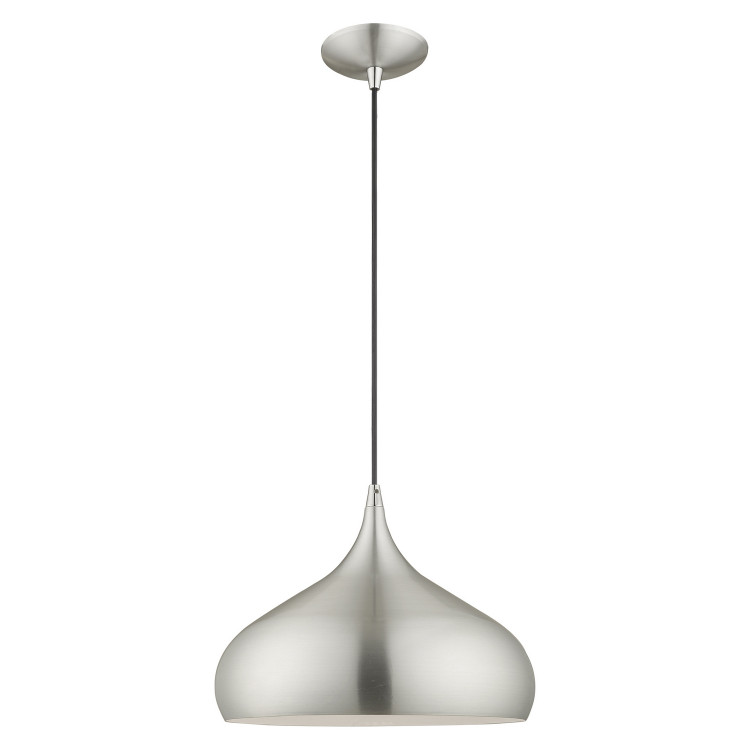 Livex Lighting - 41173-66 - One Light Mini Pendant - Amador - Brushed Aluminum w/ Polished Chromes