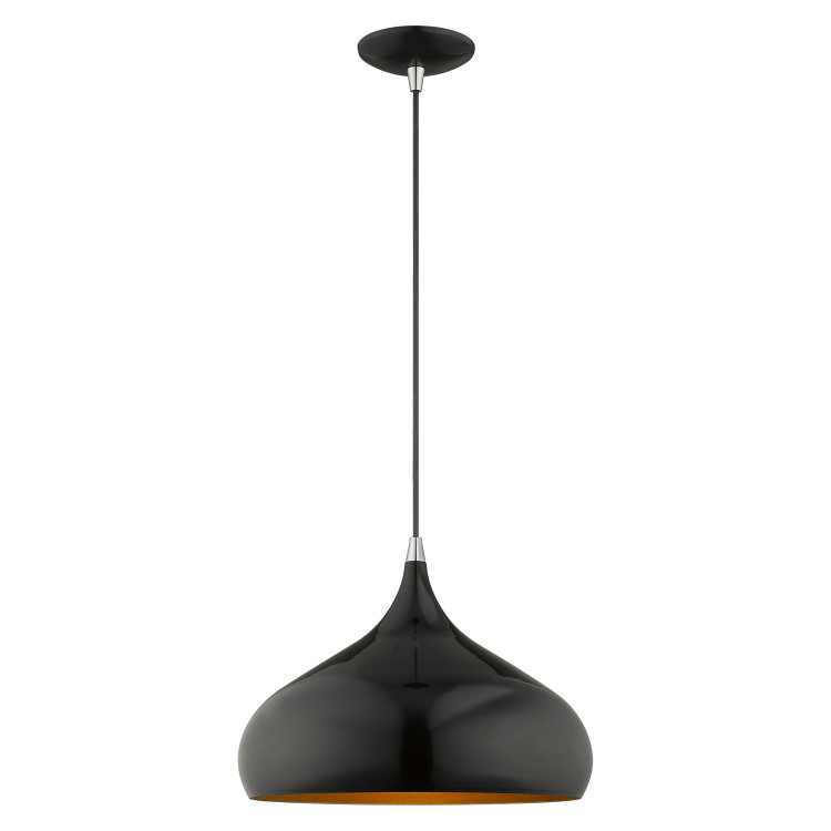 Livex Lighting - 41173-68 - One Light Mini Pendant - Amador - Shiny Black w/ Polished Chromes