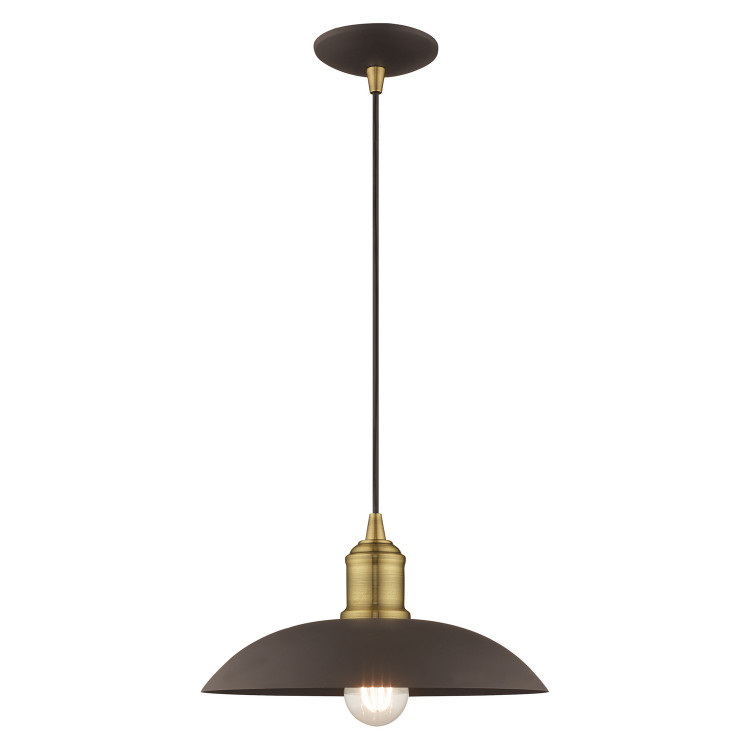 Livex Lighting - 41193-07 - One Light Mini Pendant - Metal Shade Mini Pendants - Bronze w/ Antique Brasss