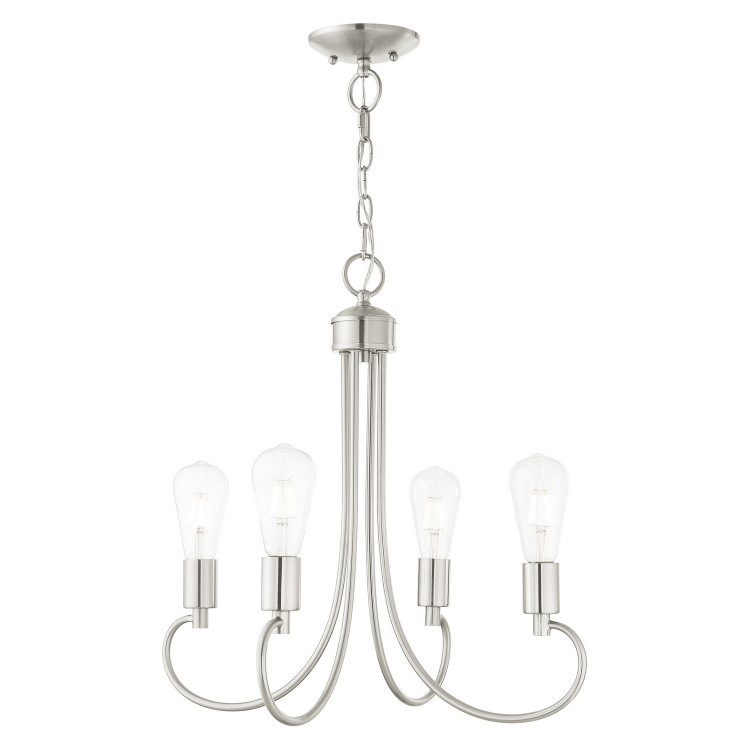 Livex Lighting - 42924-91 - Four Light Chandelier - Bari - Brushed Nickel Livex Lighting - 42924-91 - Four Light Chandelier - Bari - Brushed Nickel