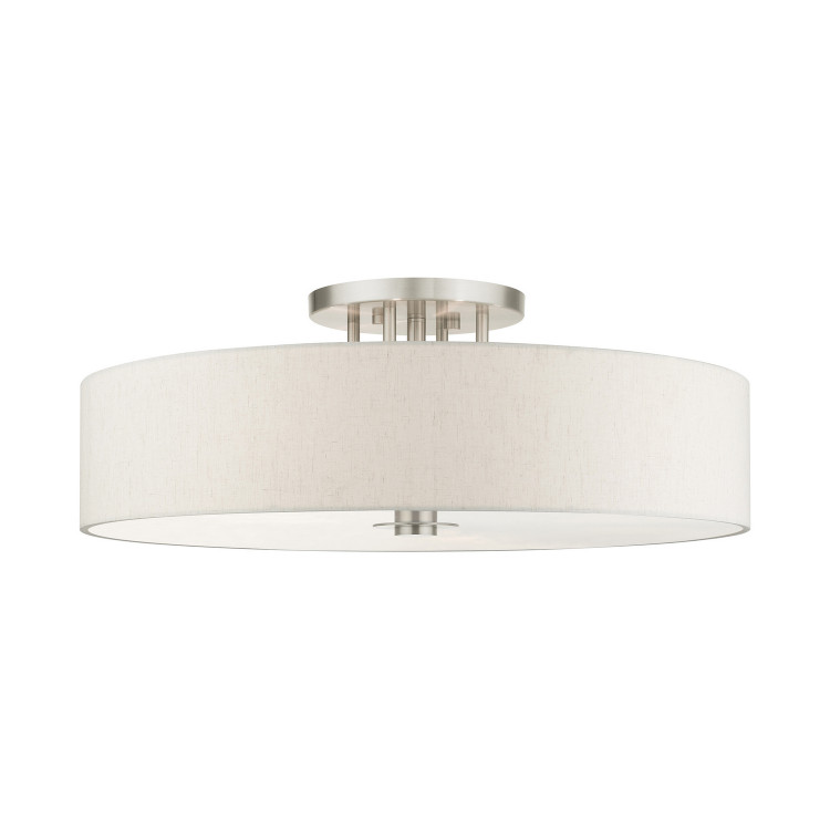 Livex Lighting - 45848-91 - Six Light Semi Flush Mount - Meridian - Brushed Nickel