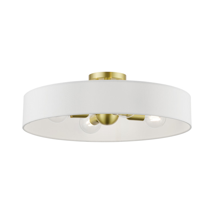 Livex Lighting - 46928-12 - Four Light Semi-Flush Mount - Venlo - Satin Brass w/Shiny White
