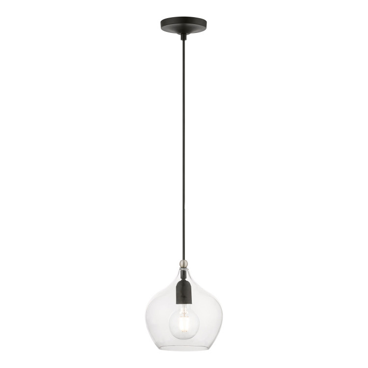 Livex Lighting - 49088-04 - One Light Pendant - Aldrich - Black w/Brushed Nickel Livex Lighting - 49088-04 - One Light Pendant - Aldrich - Black w/Brushed Nickel