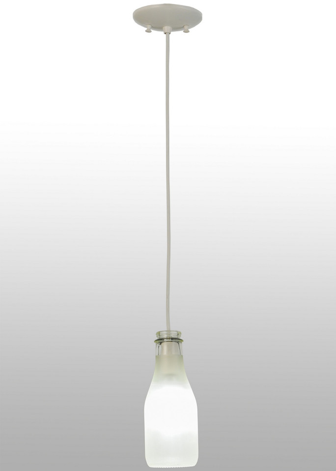 Meyda Tiffany - 151223 - One Light Mini Pendant - Milk Bottle - Nickel Meyda Tiffany - 151223 - One Light Mini Pendant - Milk Bottle - Nickel