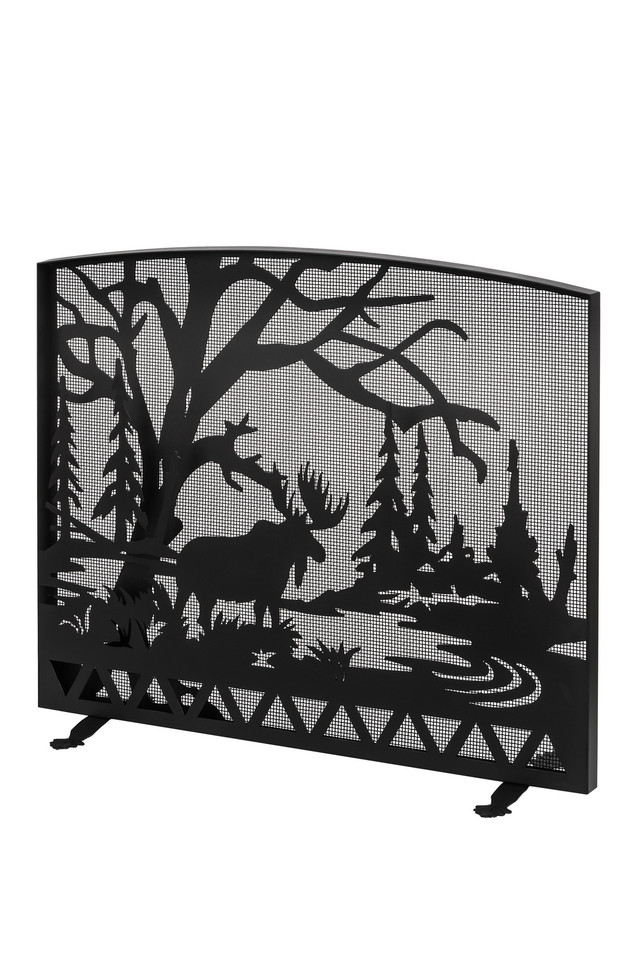 Meyda Tiffany - 188444 - Fireplace Screen - Moose Creek - Textured Black