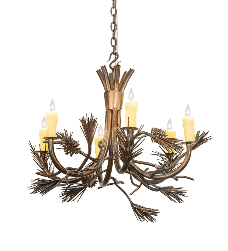 Meyda Tiffany - 200184 - Six Light Chandelier - Woodland Pine - Dark Burnished Antique Copper Meyda Tiffany - 200184 - Six Light Chandelier - Woodland Pine - Dark Burnished Antique Copper