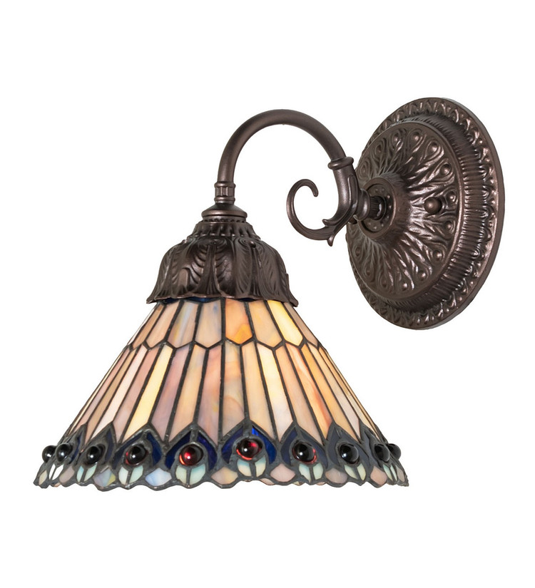 Meyda Tiffany - 270802 - One Light Wall Sconce - Tiffany Jeweled Peacock - Mahogany Bronze Meyda Tiffany - 270802 - One Light Wall Sconce - Tiffany Jeweled Peacock - Mahogany Bronze