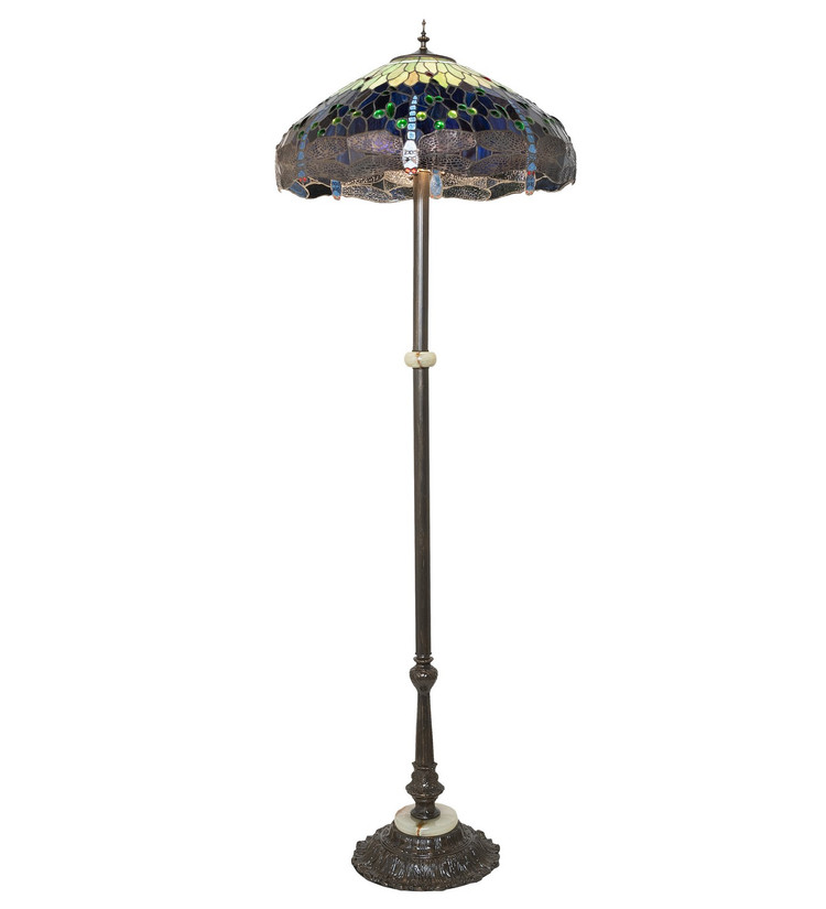 Meyda Tiffany - 271733 - Three Light Floor Lamp - Tiffany Hanginghead Dragonfly Meyda Tiffany - 271733 - Three Light Floor Lamp - Tiffany Hanginghead Dragonfly