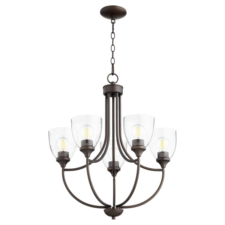 Quorum - 6059-5-286 - Five Light Chandelier - Enclave - Oiled Bronze w/ Clear/Seeded Quorum - 6059-5-286 - Five Light Chandelier - Enclave - Oiled Bronze w/ Clear/Seeded