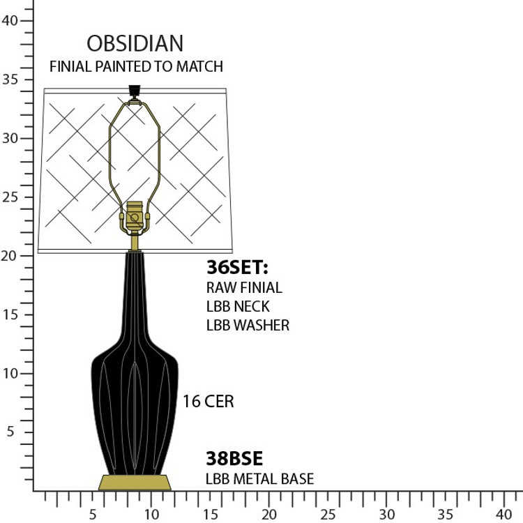 Robert Abbey - OS38 - One Light Table Lamp - Emma - Obsidian Glazed Ceramic w/Warm Brass