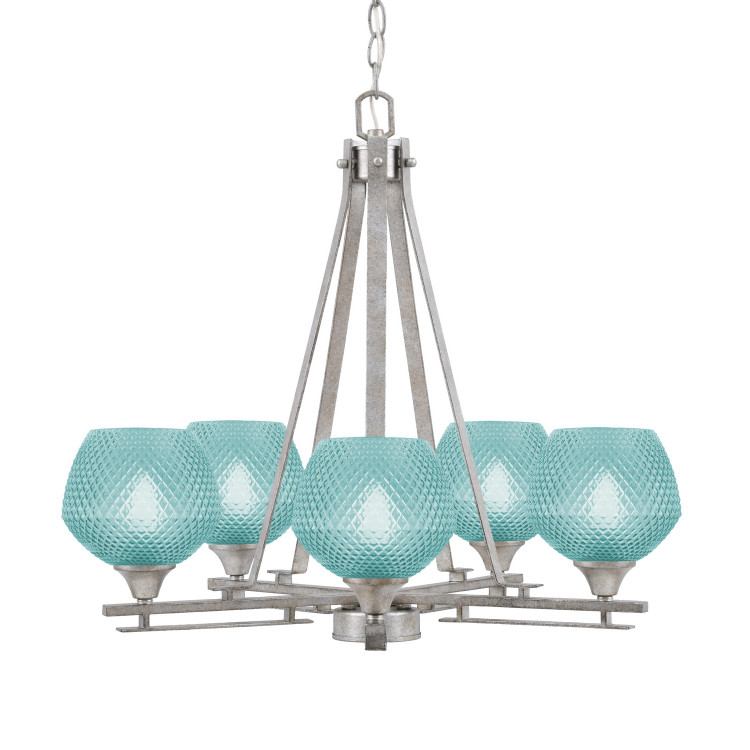 Toltec Lighting - 325-AS-4625 - Five Light Chandelier - Uptowne - Aged Silver