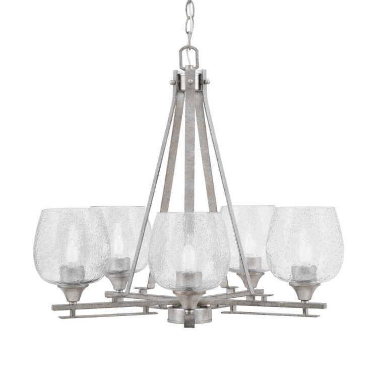 Toltec Lighting - 325-AS-4812 - Five Light Chandelier - Uptowne - Aged Silver