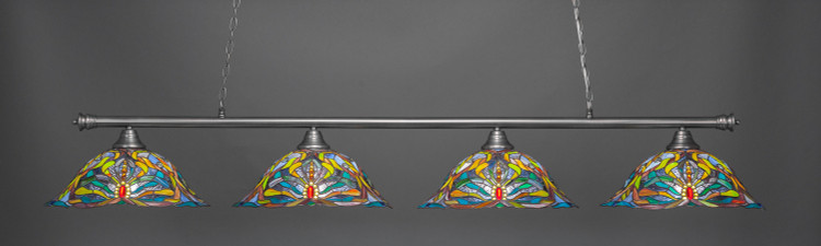 Toltec Lighting - 374-BN-990 - Four Light Billiard Bar - Oxford - Brushed Nickel
