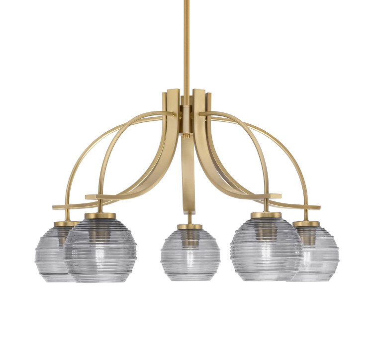 Toltec Lighting - 3925-NAB-5112 - Five Light Chandelier - Cavella - New Age Brass