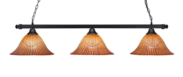 Toltec Lighting - 803-MB-58319 - Three Light Billiard/Island - Square - Matte Black