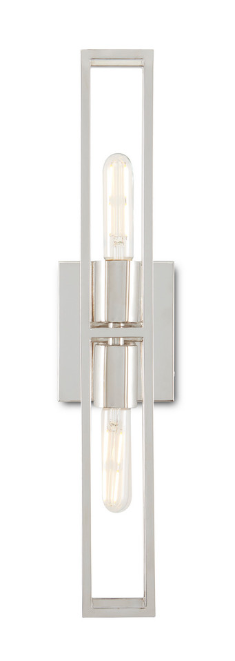 Currey and Company - 5800-0020 - Two Light Wall Sconce - Bergen Collection - Polished Nickel