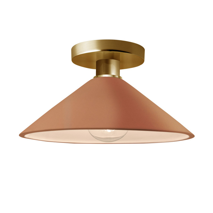 Justice Designs - CER-6330-ADOB-BRSS - One Light Semi-Flush Mount - Radiance - Adobe