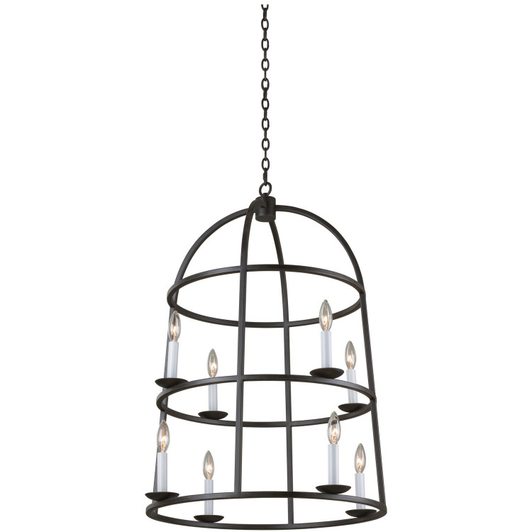 Kalco - 506950BI - Eight Light Foyer Pendant - Wickenburg - Black Iron