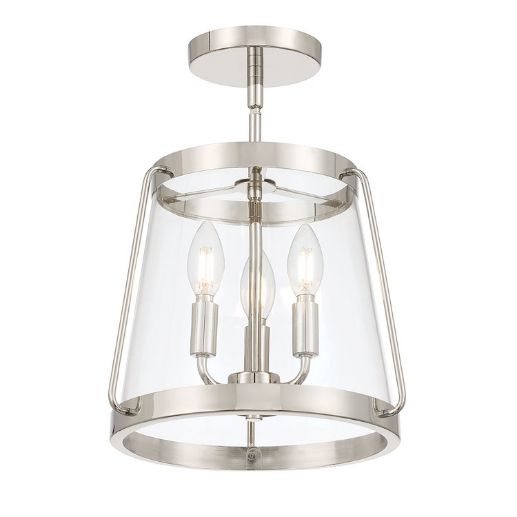 Millennium - 230103-PN - Three Light Semi-Flush Mount - Adabella - Polished Nickel
