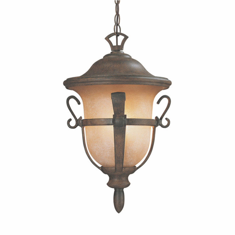 Kalco - 9396WT - Three Light Outdoor Hanging Lantern - Tudor Outdoor - Walnut