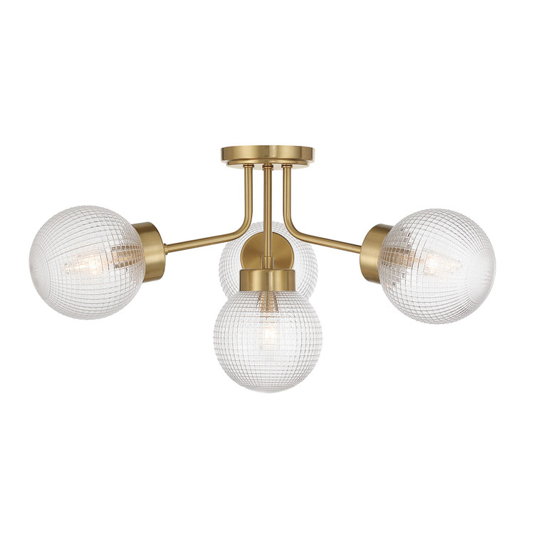 Savoy House - 6-3364-4-322 - Four Light Semi-Flush Mount - Coral - Warm Brass